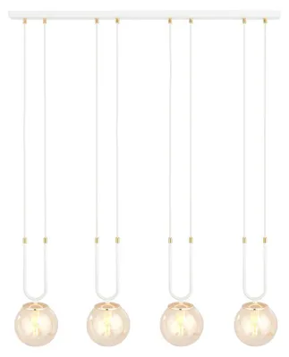 Obrázok produktu pre Závesná lampa GLAM z bielej ocele a jantárového skla