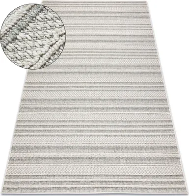 Produktbild von Teppich JERSEY 19233 grau - Linien, Struktur, Schleife BOHO beige 240x330 cm