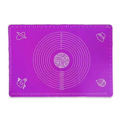 Produktbild von XXL 65x45cm rutschfeste Silikon Backunterlage Backmatte Teigmatte Rollmatte Silikonmatte Dauerbackmatte Lila