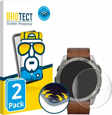 Produktbild von 2x BROTECT Fullscreen Schutzfolie für Garmin Fenix 8 AMOLED (51 mm) Displayschutz Folie Fullcover Klar Transparent