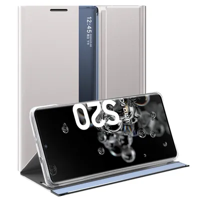 Obrázek produktu pro Galaxy S20 Ultra Pouzdro, Slim Flip Kožené Pouzdro s Okénkem a Stojánkem pro Samsung Galaxy S20 Ultra Stříbro