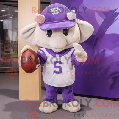 Produktbild von Lavendelfarbener REDBROKOLY American Football Helm Maskottchen Kostüm Charakter gekleidet mit einer Bluse und Krawatten