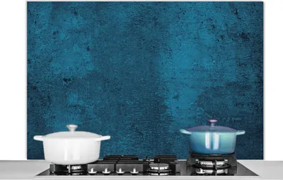 Produktbild von KitchenYeah®  Spritzschutz Küche - Küchenrückwand - Wandschutz für Herd und Spüle - Naturstein - Beton - Stein - Blau 120x80 - Alu-Dibond (Alternative zum Spritzschutz aus Glas) - Hitzebeständig - Her
