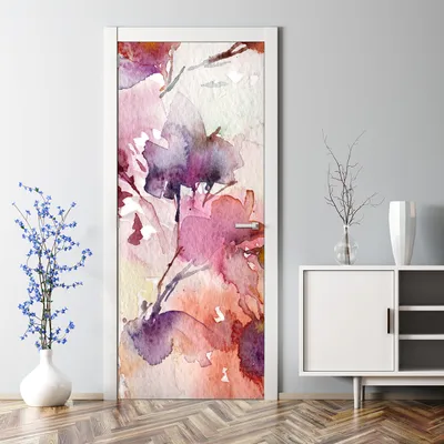 Produktbild von Dekorative Türposter Klebefolie selbstklebend Wandaufkleber Aquarell Blumen 70 x 200 cm