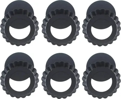 Produktbild von Tarteform Mit Hebeboden Ø 10 cm Mini Quicheform Gute Antihaftbeschichtung Pie Form Backform Wellenrand, schnittfest, servierfertig - Set von 6