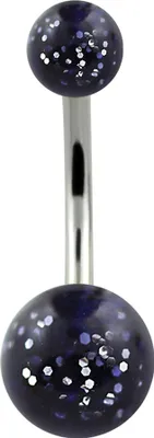 Produktbild von Bauchnabelpiercing 316L Edelstahl Acryl Glitzer Glitter Banane Belly Banana 10 mm