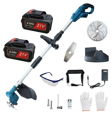 Produktbild von ZELURXX Akku Grasschere 650W bürstenloser Motor 4,0Ah Akku 4500 U/min verstellbarer 90° Schneidkopf mit 2 Klingen