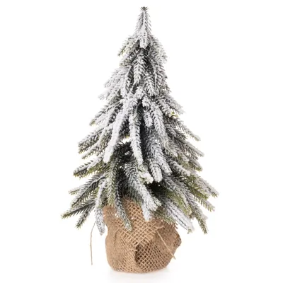 Produktbild von 1 x Künstlicher kleiner Tannenbaum mit Kunstschnee verziert H 27 cm WeihnachtsdekoTannenbaum - künstlicher Weihnachtsbaum (H 27 - Ø 16 cm) Christbaum