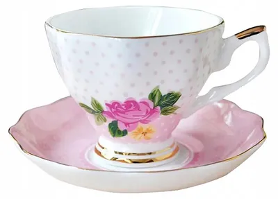 Zdjęcie produktu dla Elegancka filiżanka 1 szt cienka porcelana 220ml różowa róża 2el złoty rant
