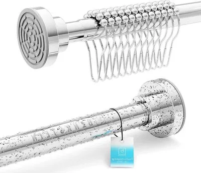 Image de Barre de douche télescopique 125-230 cm avec anneaux de douche