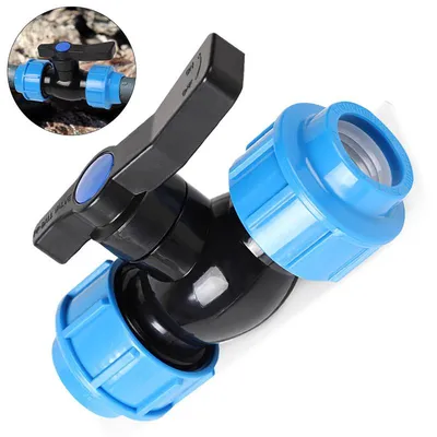 Produktbild von Kugelhahn für PE-Rohr 25 mm aus PP-Fitting – Maximal 16 bar, UV-beständig – Verschraubung für Verlegerohre, als Absperrventil für Bewässerung und Garten