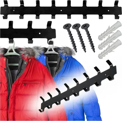 Produktbild von Wandhalter für Schlüssel und Kleidung, hängend aus Metall, Loft, schwarz, 16 Haken