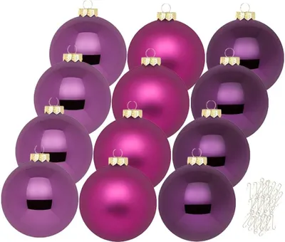 Produktbild von Weihnachtskugeln 12 Stk 8cm Purple Deluxe mit Haken