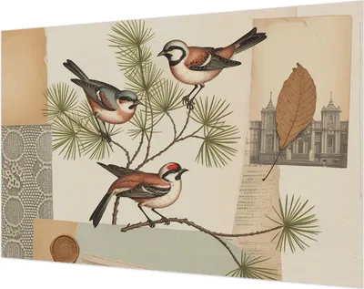 Produktbild von Wandtapete - Dekorative Tapete für Wohnzimmer- Tapetenfolie für Wanddekoration - 104x70 cm - Vogelcollage