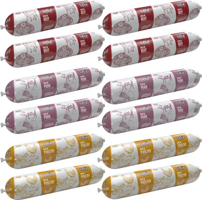Produktbild von TufTuf | Hundefutter Geschmacksmix - Nassfutter Set 12x900g Riegel - Hundefutter Mix fur Hund