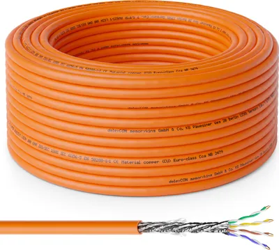 Produktbild von deleyCON 50m CAT.7 Verlegekabel Kupfer Starr S/FTP PIMF Netzwerkkabel Installationskabel LAN Kabel Ethernet Datenkabel Gigabit CAT7 10Gbit 1000MHz LSZH Halogenfrei BauPVO - GHMT
