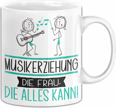 Produktbild von Musikerziehung Geschenk Tasse Becher Die Frau Die Allen Kann Geschenkidee für eine Musikerziehung Lustig (Weiß)