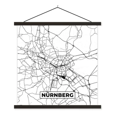 Produktbild von MuchoWow® Textilposter Karte - Stadtplan - Nürnberg 40x40 cm mit schwarzem Rahmen - Fotos
