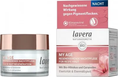 Produktbild von LAVERA MY AGE Regenerierende Nachtcreme für reife Haut mit Bio-Hibiskus und Ceramiden