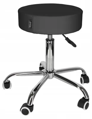 Produktbild von Kosmetikstuhl 4FIZJO Pure Rolling Stool Black, drehbar, höhenverstellbar, schwarz