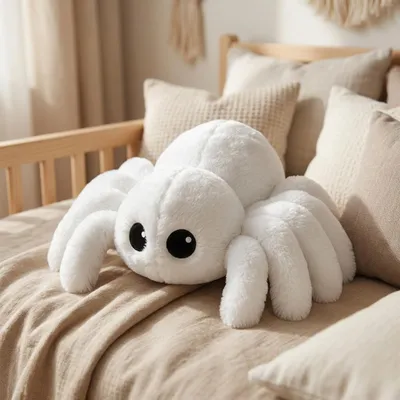 Produktbild von Realistische Spinne Plüschtier Kuscheltier 11-30cm Grau Spinnen Stofftier Kinder Geschenk Weihnachten - Farbe: Weiß