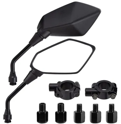 Produktbild von Motorradspiegel-Set mit M8- und M10-Gewinde, universelle schwenkbare Rückspiegel für Motorräder mit Rechts- und Linksgewinde.