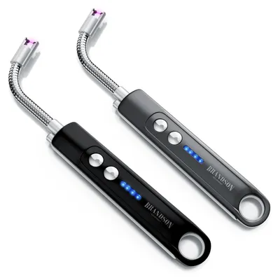 Produktbild von Brandson 2x Feuerzeug elektrisch, Lichtbogen Stabfeuerzeug, USB aufladbar, Kerzenanzünder für Küche, Kerzen, Gasherde, Grill, Kamin, 2er Set