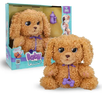 Produktbild von Interaktives Welpen Spielzeug Labradoodle Plüschhund Kuscheltier - 7 Reaktionen - Schnuller Flasche Schlafsack - Für Kinder