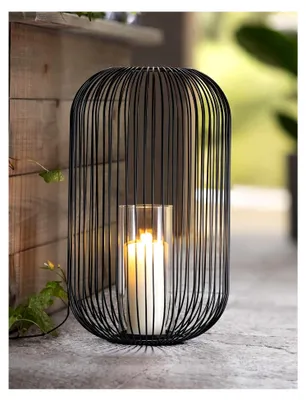 Produktbild von Windlicht Atmosfera aus Metall und Glas, 41 cm hoch, großer Kerzenhalter mit Glaszylinder