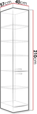Obrázek produktu pro Vysoká kuchyňská skříňka 40 cm GENJI - šedá / lesklá bílá