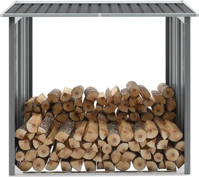 Produktbild von "2026 Promotion" Brennholzlager Verzinkter Stahl 172x91x154 cm Grau - Kaminholzregale CC26343