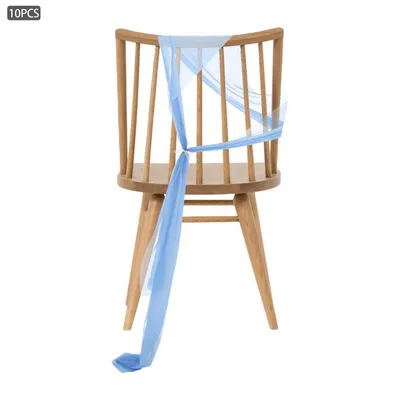 Image de 10 pièces de tulle bleu ensemble de décoration de chaise en tissu Tulle 20x275cm pour la fête de mariage