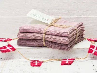 Produktbild von Solwang Wischtuch STAUBIG ROSA KOMBI gestrickt 3er Set Küchentuch Putztuch