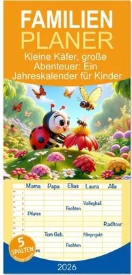 Produktbild von Familienplaner 2026 - Kleine Käfer, große Abenteuer: Ein Jahreskalender für Kinder mit 5 Spalten (Wandkalender, 21 x 45 cm) CALVENDO