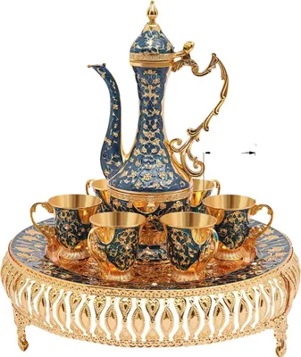 Produktbild von Teeservice, 6 Teetassen, elegantes Design, Dunkelblau