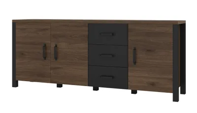 Zdjęcie produktu dla Komoda OLIN Szerokość 192 cm Orzech Okapi / czarny Helvetia Meble 24OKJC47