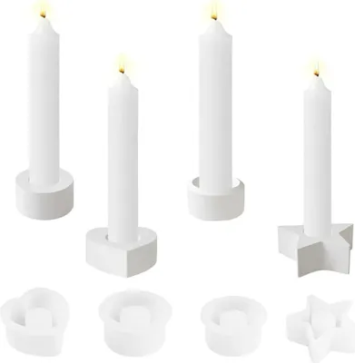 Produktbild von Silikonform Kerzenhalter,Gießform Kerzenhalter,4Pcs Silikonform Weihnachten,Kerzen Formen Stern,Silikonform Kerzenhalter (A)