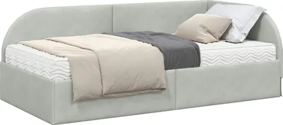 Productafbeelding van Hoekbed met matras en hoofdeinde (2 stuks), lichtgrijs fluweel
