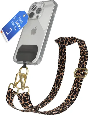Produktbild von EAZY CASE - Handykette Universal Pad zum Umhängen, kompatibel mit jedem Handy, Kette mit Hülle, Handyband Leo Style in Schwarz