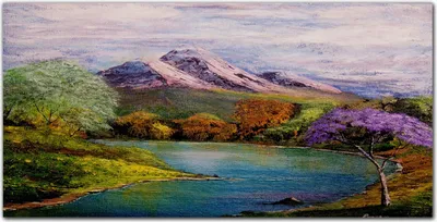 Produktbild von Coloray Küchenrückwand 140x70 Spritzschutz aus Glas - Fluss berg