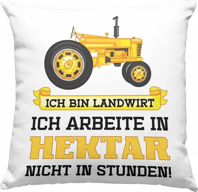 Produktbild von Trendation - Landwirt Geschenk Deko-Kissen mit Füllung 40x40 Landwirtschaft Geschenke für Männer Traktor Spruch  Deko-Kissen mit Füllung 40x40   (Grau)