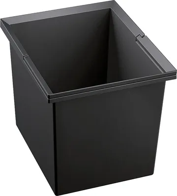 A black plastic trash bin insert with a gray rim.