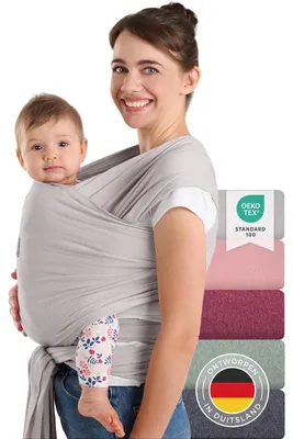 Produktbild von Babytragetuch Tragetuch Babytragetasche - Elastisch Baumwolle - Hellgrau - 5,10 m