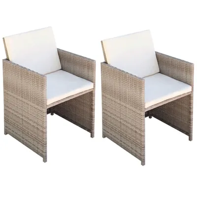Immagine prodotto di vidaXL Sedie da giardino 2 pezzi con cuscini e cuscini in poly rattan beige