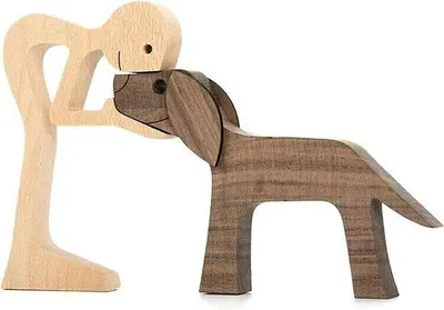 Image de Figurine en bois représentant un chien, peinte à la main, décoration d'intérieur