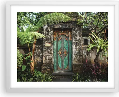 Produktbild von Gerahmtes Poster - Weißer Rahmen - Tor Tür Grün - 50x40 cm - Wand Bild - Wanddeko - Wandbilder - Kunstposter - Wandposter - Bilderrahmen - Bilder - Kunstdruck - Wanddekoration - P2WAA50x40-5078