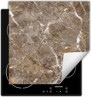 Produktbild von DarHaus Herdabdeckplatte 60x52 cm Anti Rutsch Matte Aufrollbar, grau - Marmor