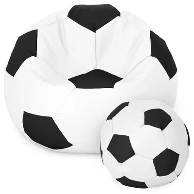Produktbild von Fußball Sessel mit Füllung EPS Perlen Sitzsack Beanbag Sitzkissen 50cm Weiß und Schwarz Sitzkissen Kissen Sitzsäcke Wohnzimmer Sitzsackbezug Gamer