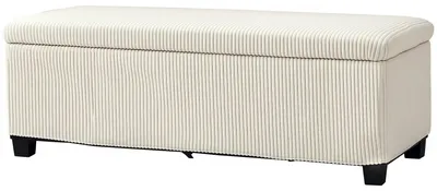 Zdjęcie produktu dla Ławka z pojemnikiem – Ławka z miejscem do przechowywania i wykończeniem z tkaniny cordurowe | Kolor: Biały | Wymiary: 112x42x40 cm
