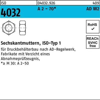 Produktbild von Sechskantmutter ISO 4032 M 24 A 2 - 70 AD-W2